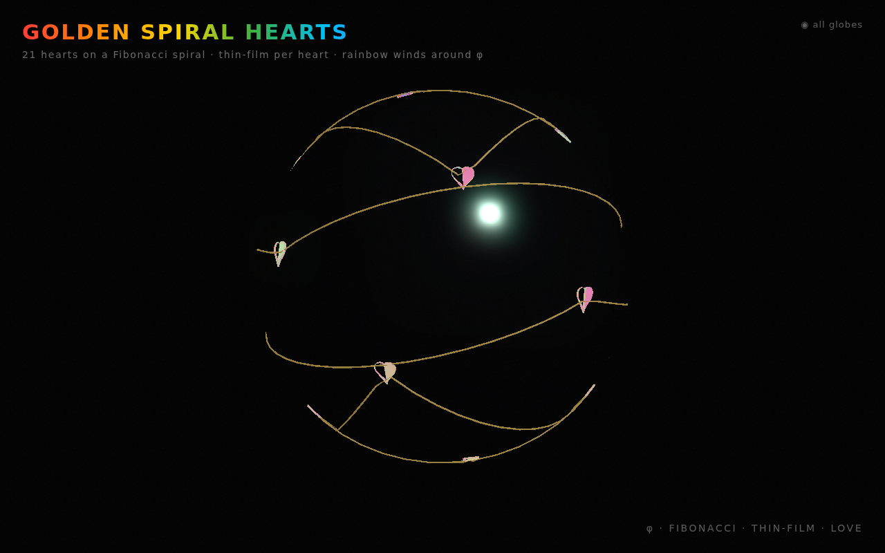 Golden Spiral Hearts